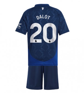 Manchester United Diogo Dalot #20 Segunda Equipación Niños 2024-25 Manga Corta (+ Pantalones cortos)